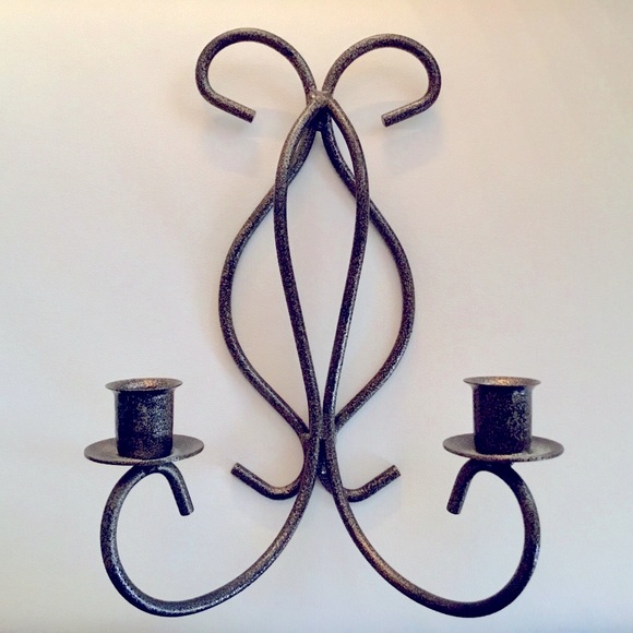 Wall Sconce โฆ Vintage Iron Two Arm Candlestick Holders - Picture 4 of 4